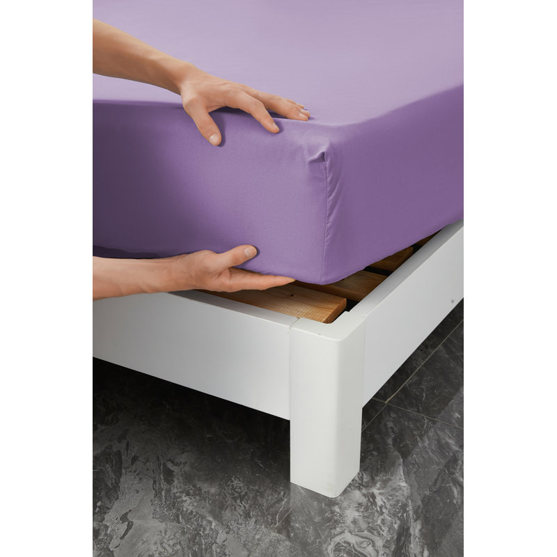 Ensemble de draps en rayonne , Lavande, Ensemble de draps pour lit double TG + 1 drap-hous