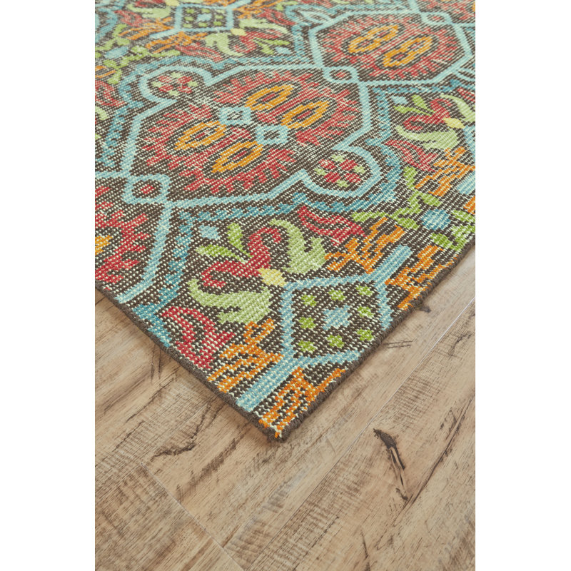 Tapis abstrait en laine noué à la main Dalian, Rectangle 9 pi 6 po x 13 pi 6 po