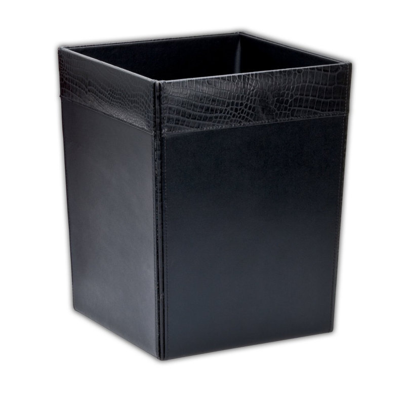 Panier à déchets 3,5 gallons 2000 Series Crocodile Embossed Leather, Noir