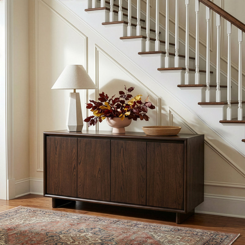Soleil 63 In. W Wood Sideboard With Interior Storage, Brown, Brown