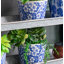 Ensemble de 4 pots de fleurs en terre cuite D7,5 x 6 po, bleu blanc vieilli