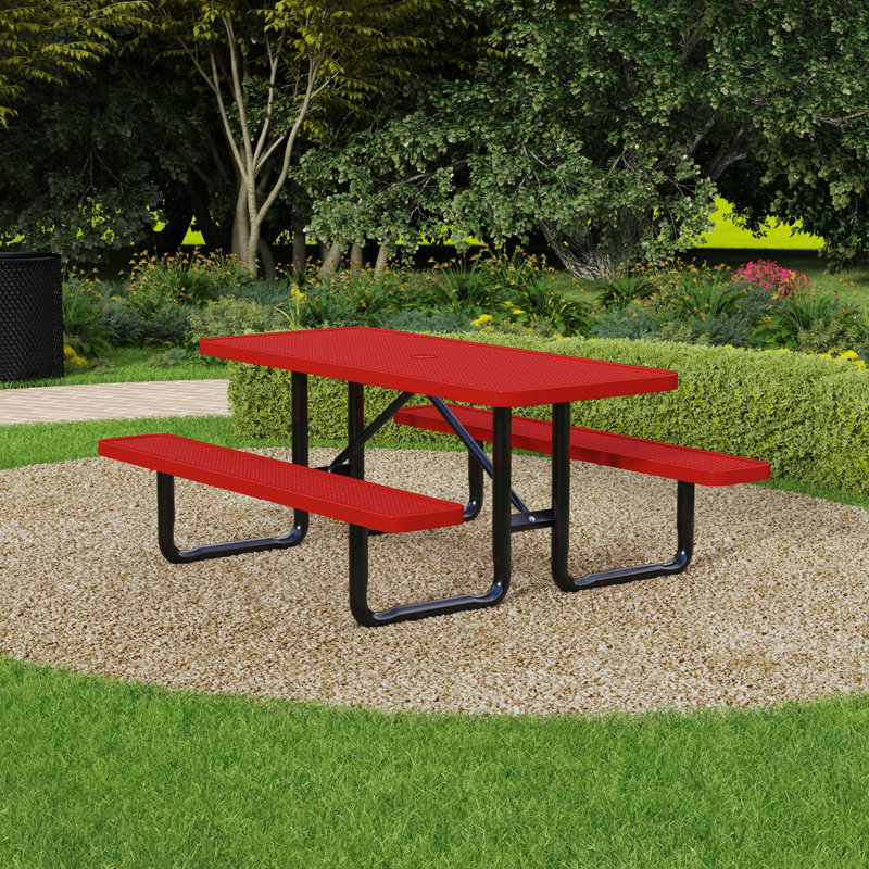 Leisure Craft Standard Outdoor Picnic Table, Red, 72" W