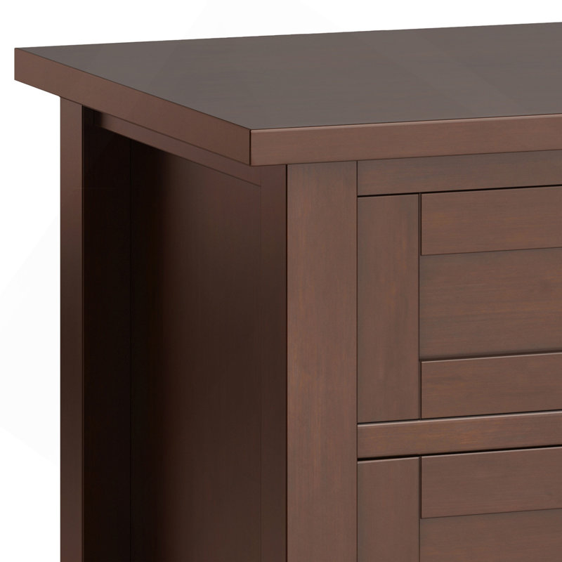 Table de chevet transitionnelle en bois brun roux Warm Shaker, Marron foncé