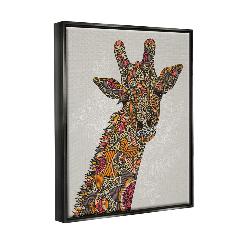 «Pleasant Giraffe Animal Intricate» par Valentina Harper - impression, Cadre flottant noir de jais