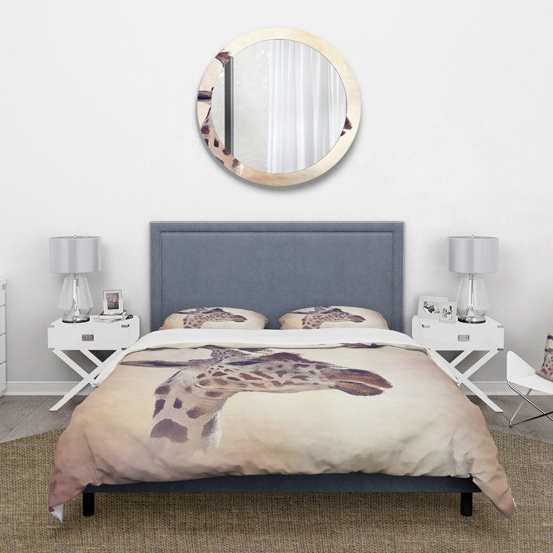 Portrait of A Giraffe III - Ensemble de housse de couette Farmhouse - Microfibre de polyester