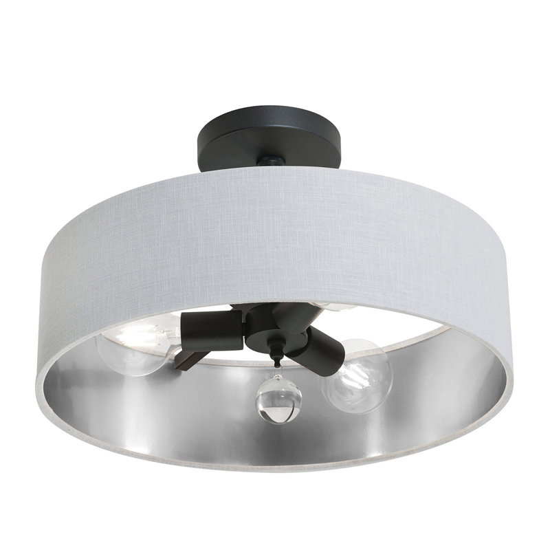 Luminaire suspendu Woodvale - 18 po, Blanc / argent, Noir
