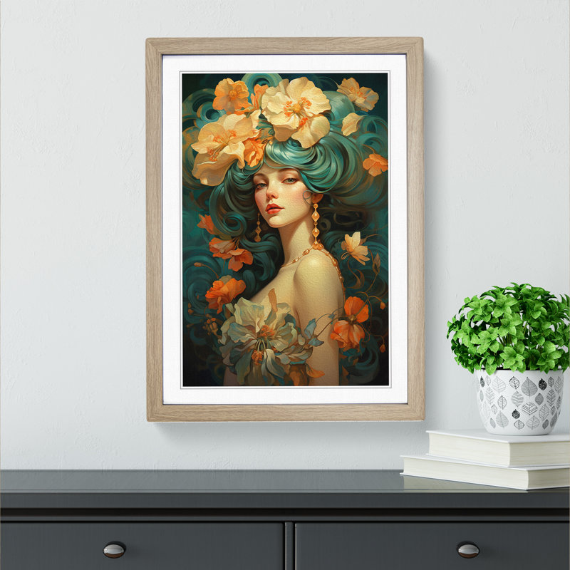 Single Picture Frame Print on Wood, 46cm H x 34cm W, Oak Framed
