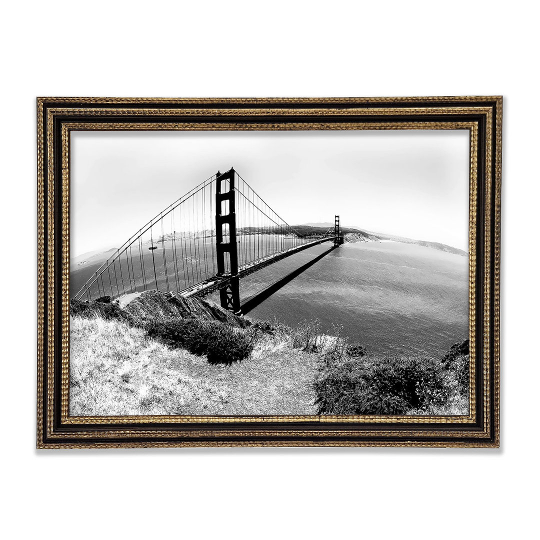 San Francisco Bridge B N W Across The Waters - Einzelne Bilderrahmen Kunstdrucke