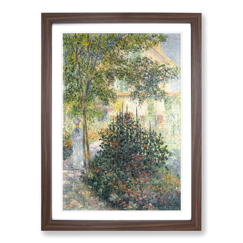 Camille in the Garden at Argenteuil by Claude Monet - Picture Frame Painting, 65cm H x 48cm W x 2cm D, Walnut Framed