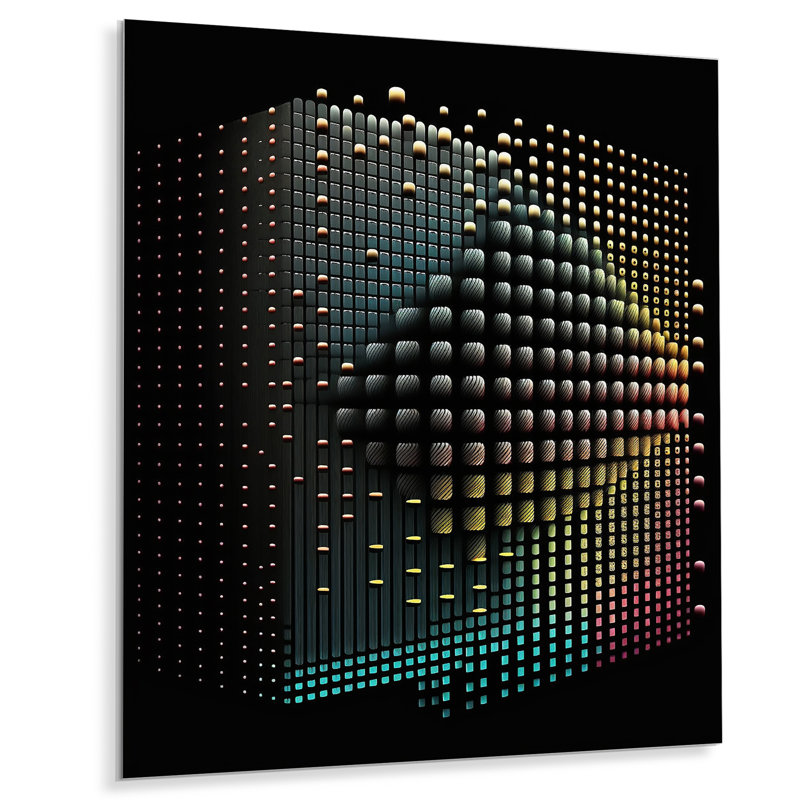 Multicolore luminogramme III - Décoration murale géométrique moderne en métal, H 20 po x l 12 po
