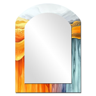 Chromatique, danse de l'encre liquide silencieuse I - Miroir décoratif en arc abstrait sur métal