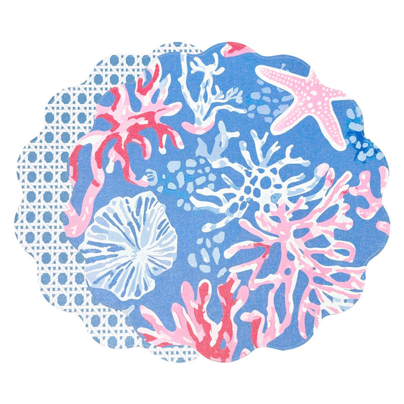 Vida Sealife And Rattan Reversible Round Placemats