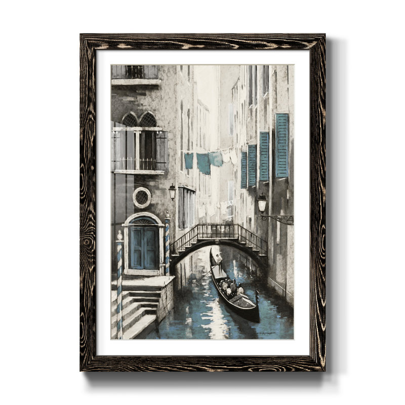 " Venice I ", Black Framed Paper, 32" H x 23" W x 1" D, White