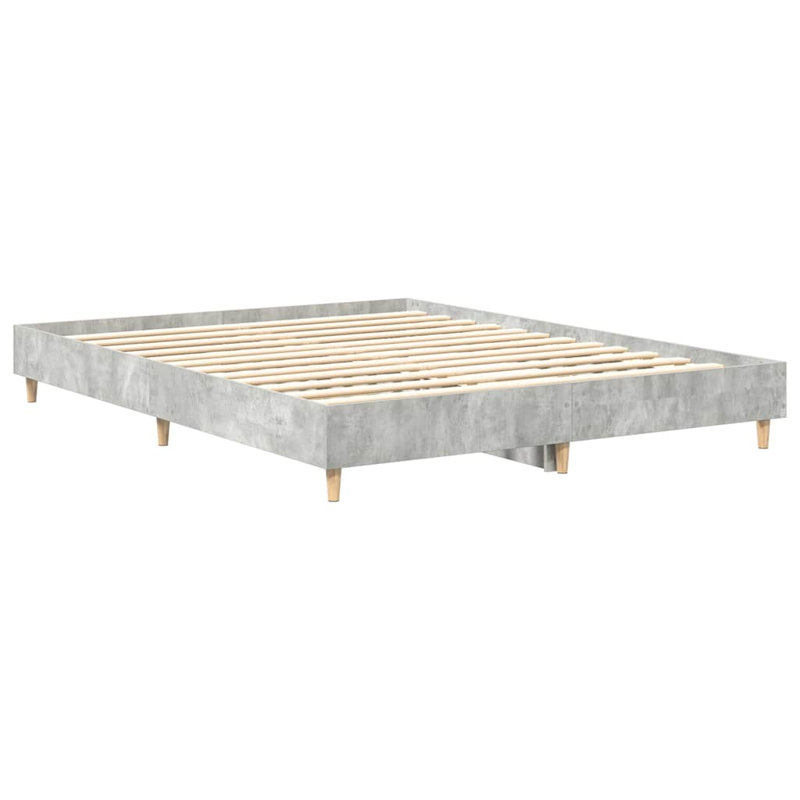 Bed Frame No Mattress Engineered Wood, Concrete Grey, 153 x 203cm
