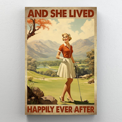 «Golf And She Lived Happily Ever After», reproduction d'art graphique sur toile tendue 1 pièce