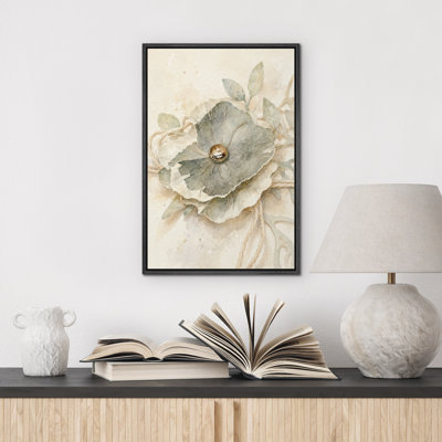 Soft Cream White Floral Bloom Botanical Wall Art Framed Canvas Master Bedroom Wall Art Work Print