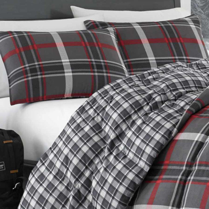 Wildflower Eddie Bauer Down Alt Grey Reversible Comforter Set, Full/Queen Comforter + 2 Shams