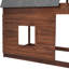 Lit superposé House pour les jumeaux en chêne et gris fumé - toit, 2 fenêtres robustes et fabrication en bois