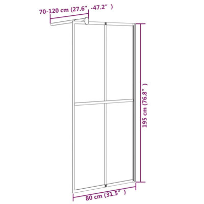 Panneau fixe de cabine de douche semi-Frameles l 30,71 po x P 0,8 po x H 76,77 po Chowchilla