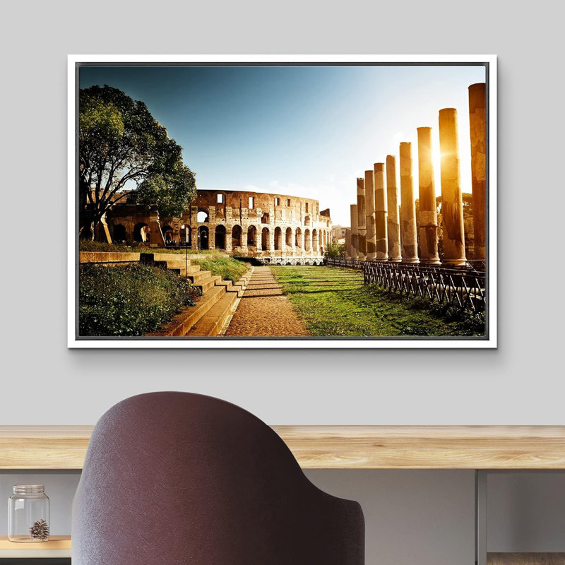 Architecture, Colisée, Rome, Italie, H 24 po x l 36 po x P 1,5 po, Cadre blanc