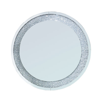33.46"(85Cm)Crystal Crush Diamond Sparkly Round Mirror For Wall Decoration