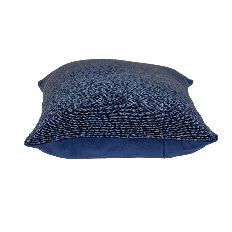 Shimmering Gray Beaded Luxury Throw Pillow, Blue