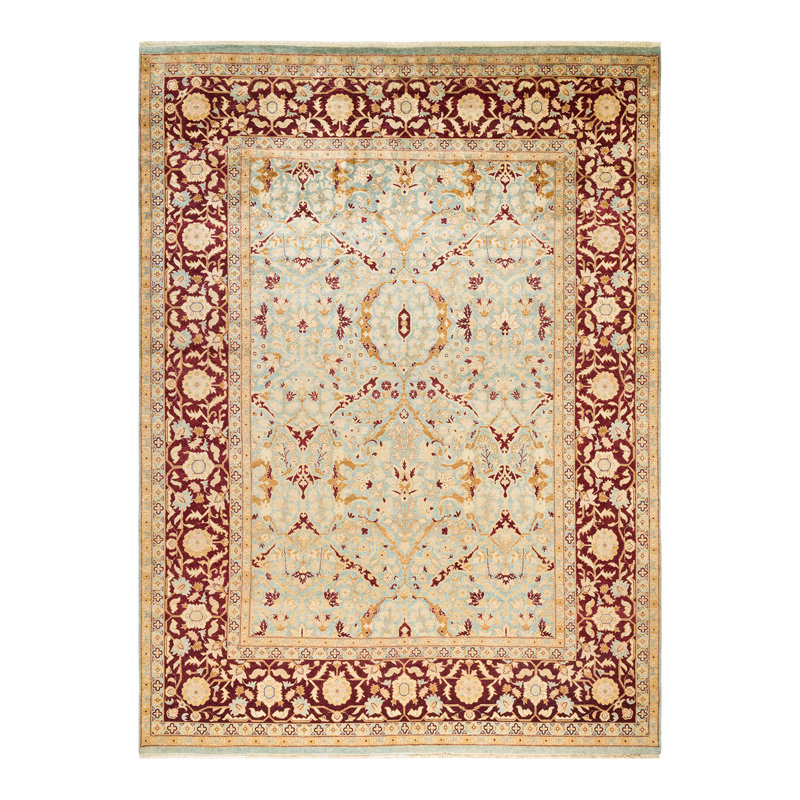 One-of-a-Kind 9 X 12 2010s Wool Area Rug in Blue
