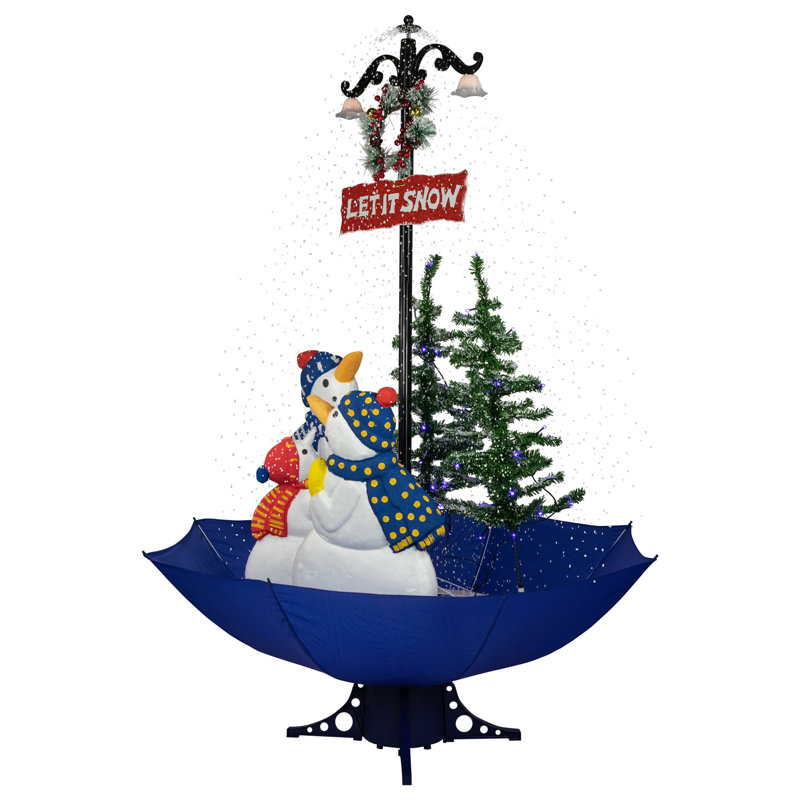 Lighted Musical Snowing Let It Snow Snowmen In Umbrella Base Christmas Decoration - 5.5'