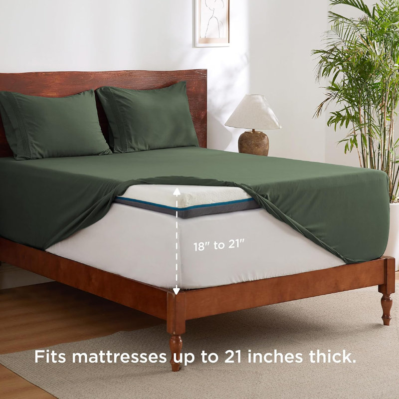 Bedsure Deep Pocket Sheet Set - Fits Mattresses Up to 21 Inches Thick -  GentleSoft Bed Sheet set, Moisture Wicking, Soft & Cooling Bed Sheet & Pillowcases, Easy & Secure Fit