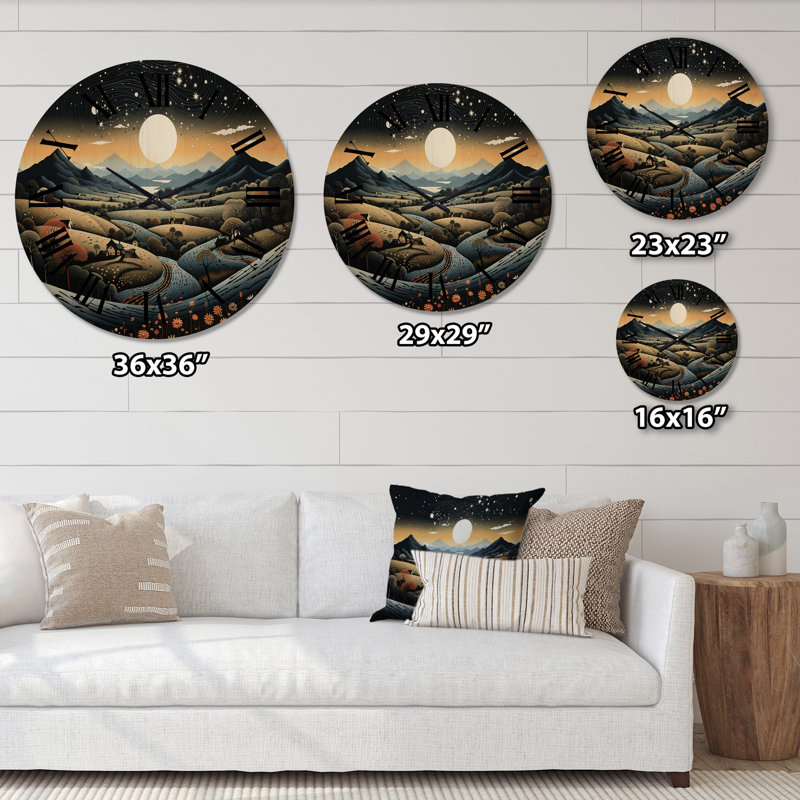 Horloge murale en bois massif Novalie, Très grand