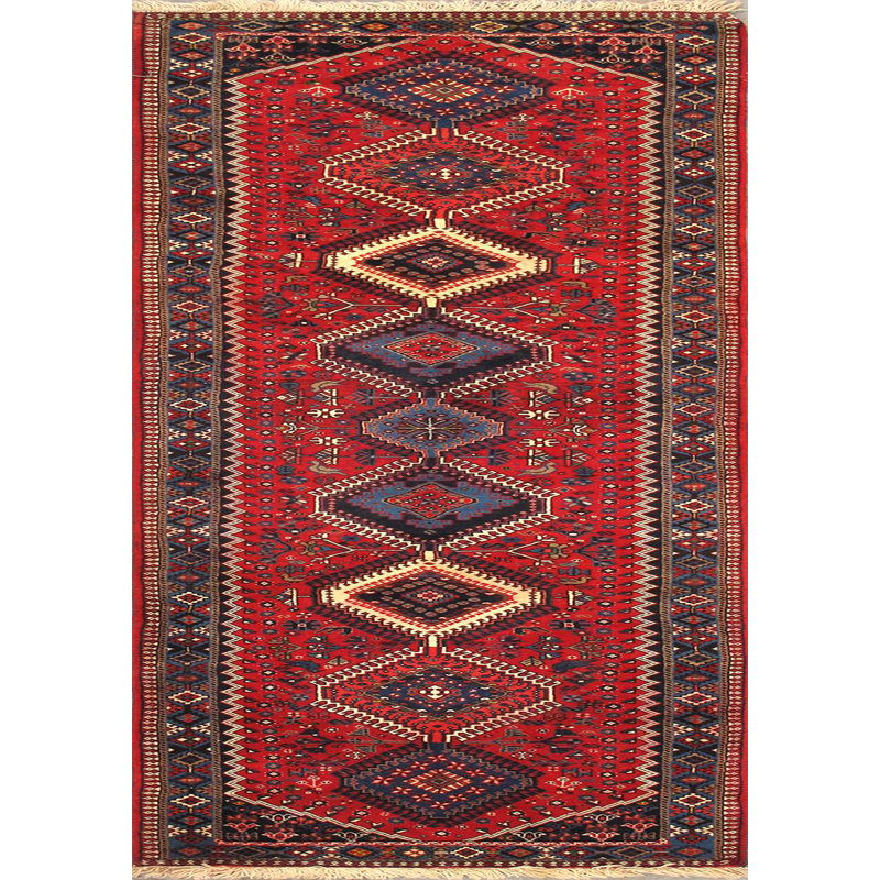 Tapis rouge / bleu en laine Yalameh