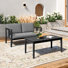 Polett Teak Outdoor Two-person Patio Set With Cushions And Coffee Table