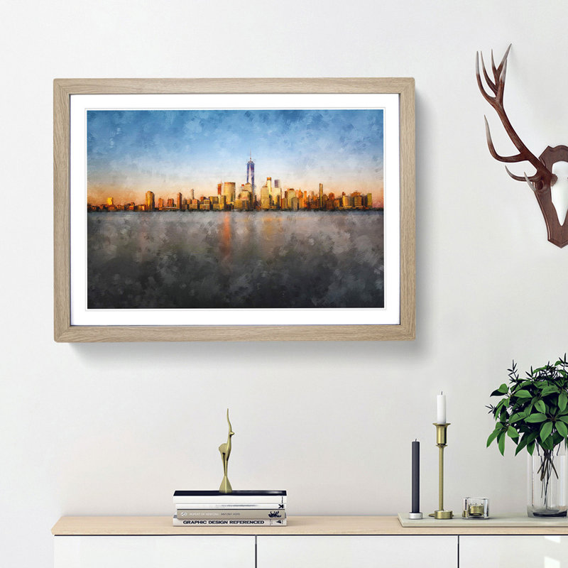 The New York Skyline - Framed Print, Oak Framed, 45cm H x 63cm W x 2cm D