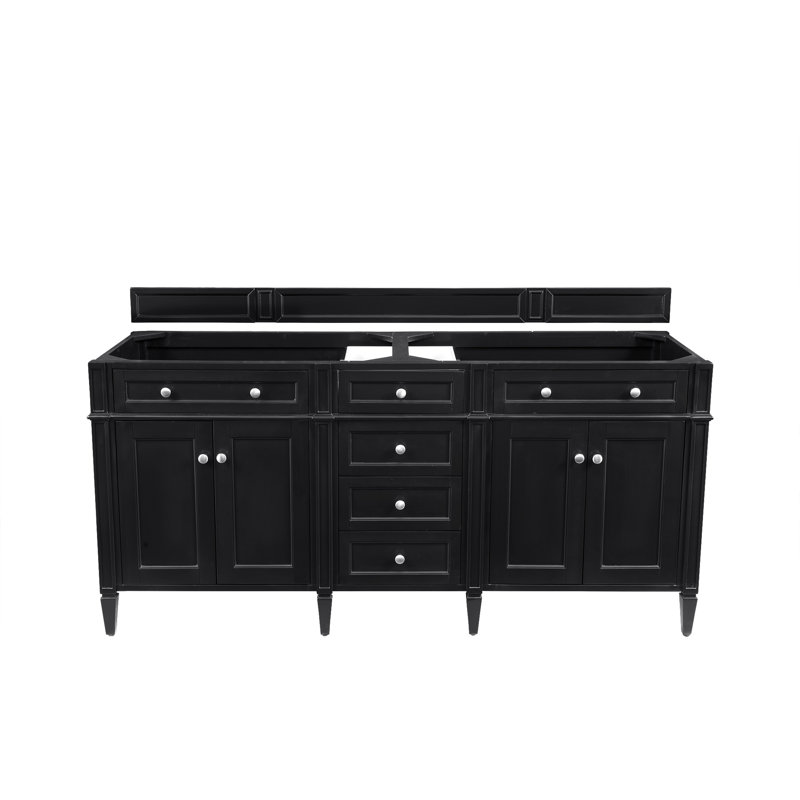 Brittany 72'' W Double Vanity, Parisien Bleu, Black Onyx