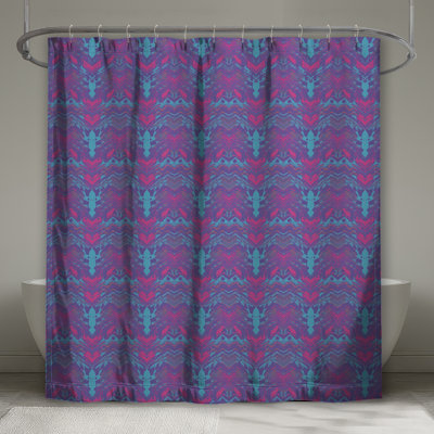 Rideaux de douche bleu zigzag très longs