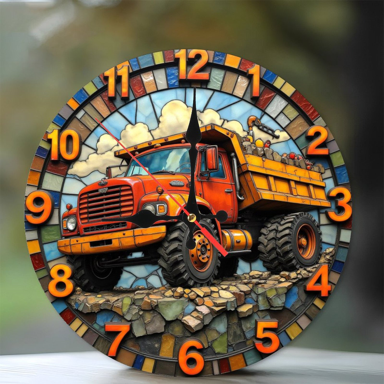 Williston Forge Vintage Orange Dump Truck Wall Clock Unique Design10 ...