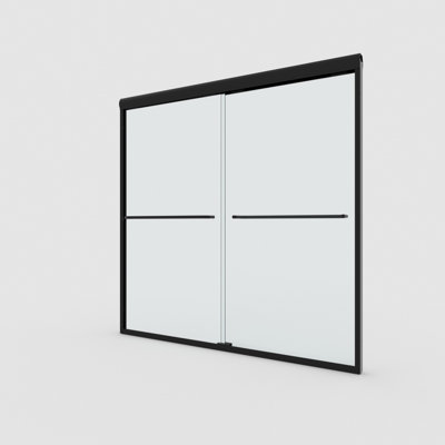 Nesso X P 56 po H Porte de baignoire coulissante encadrée et verre transparent noir mat