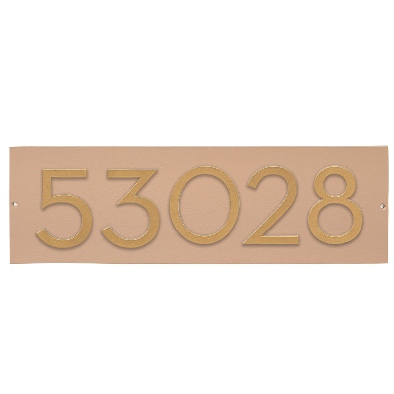 Floating Modern 4" Number Horizontal Address Plaque (5 Digits), Taupe, Gold