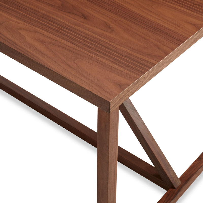 Strut Walnut Wood Dining Table, 35" W x 90" L, Walnut, Standard (29" Height)
