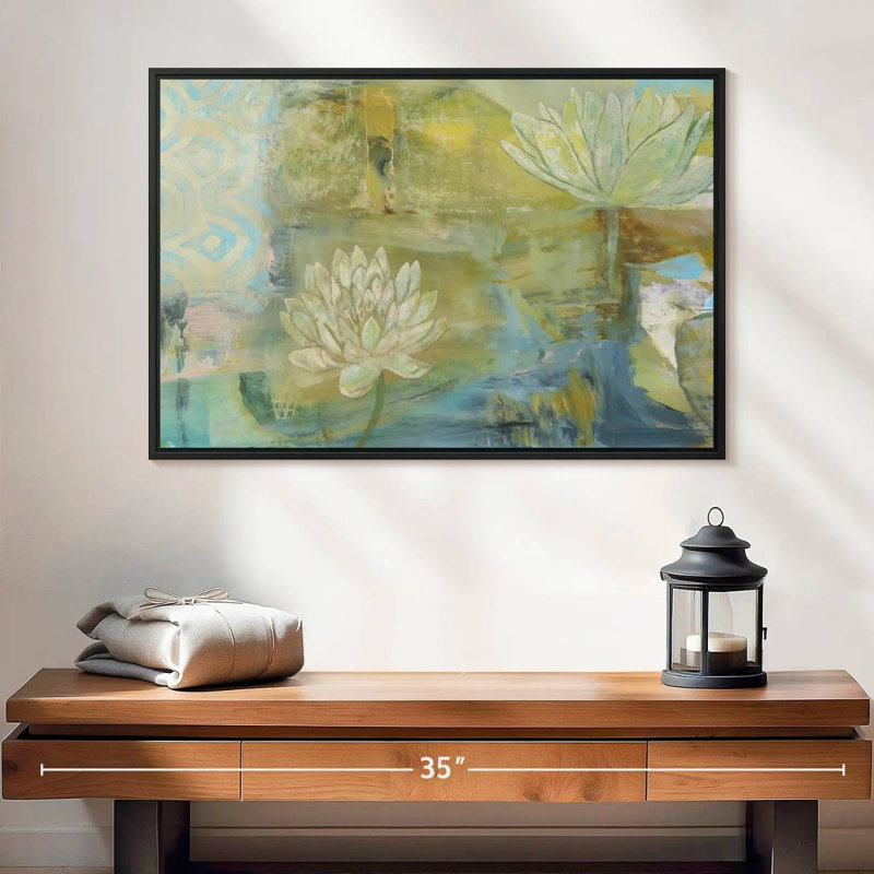 Lotus Dream, 25 po x 17 po, Cadre flottant noir