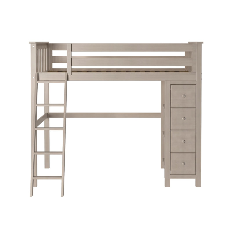 Bufford Kids Twin Loft Bed with Drawers, Stone