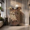 Pine Wood Frame Storage Cabinet with Drawers