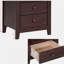 Table de chevet 2 tiroirs pour chambre à coucher, table de chevet rétro Mid-Century avec design classique, noyer foncé-757609192