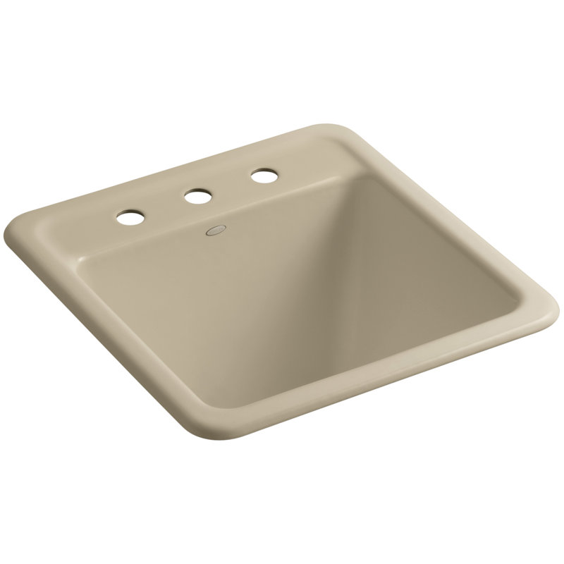 Park Falls 22" L x 21" W Service Sink, Mexican Sand, 3 holes