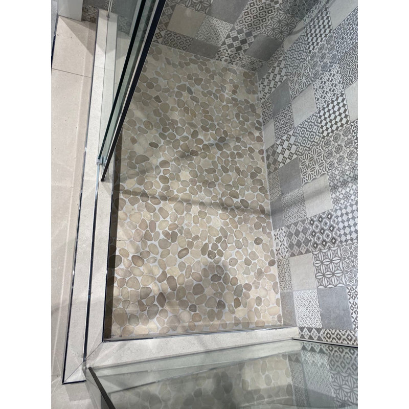 Tan Flat Pebble Mosaic 12" x 12"