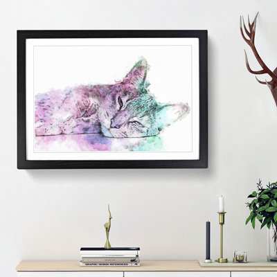 Colourful Abyssinian Cat in Abstract - Framed Print
