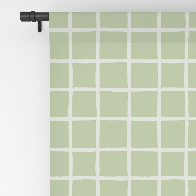 Avenie Grid Pattern Green 1pc Blackout Window Curtain Panel, 50" W x 63" L