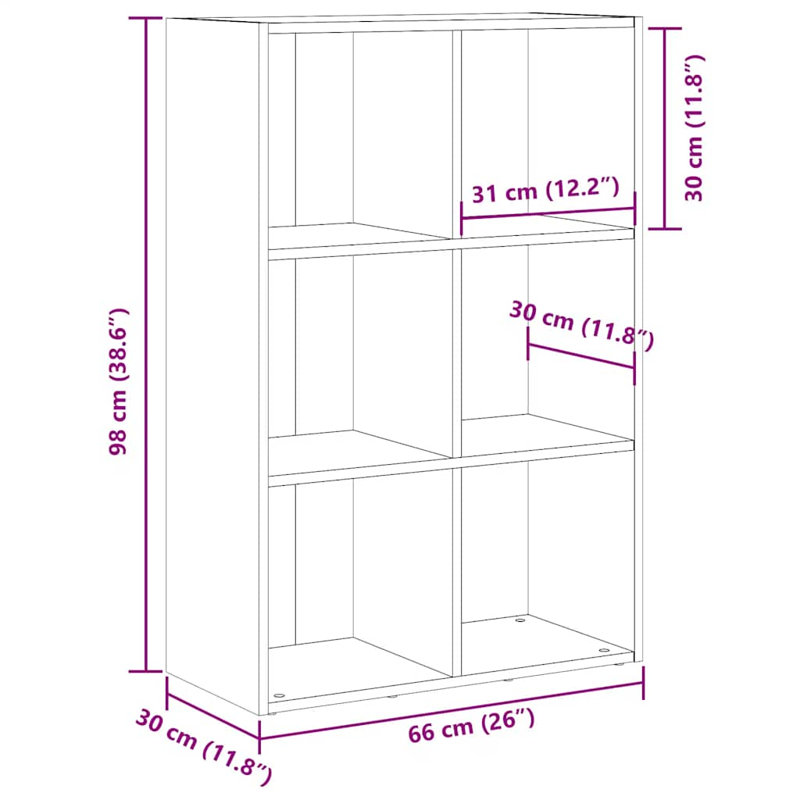 Gardinier Book Cabinet 66 x 30 x 98 cm Engineered Wood, Old Wood