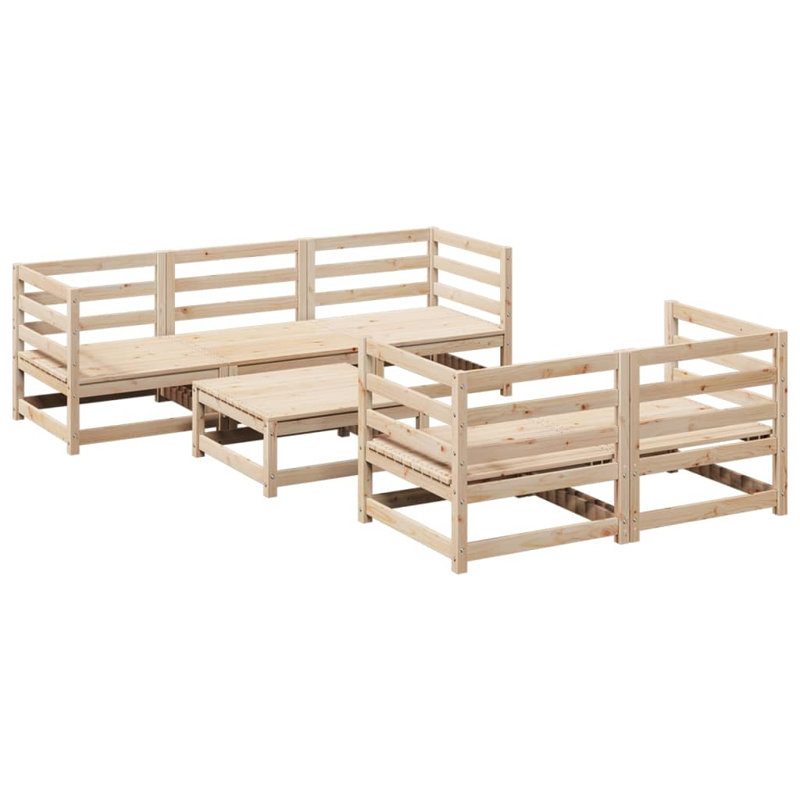  Garden Sofa Set Natural Pine Solid Pine Wood Medium Modular, Dark Gray Cushion/Natural Frame