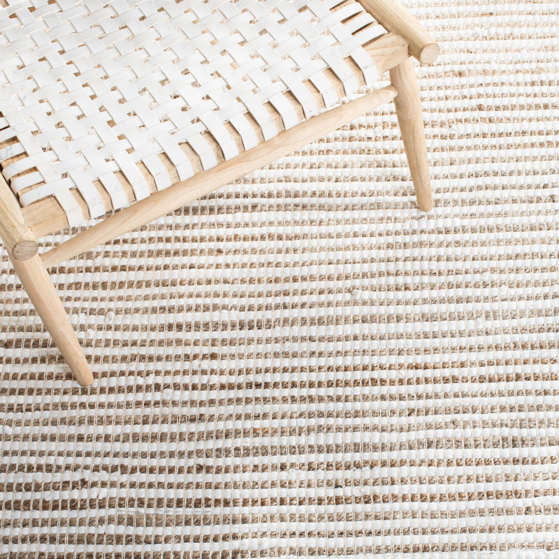 Jeaneane Hand Woven Cotton/Jute Solid Color Rug in Brown/Ivory, Rectangle 5' x 8'